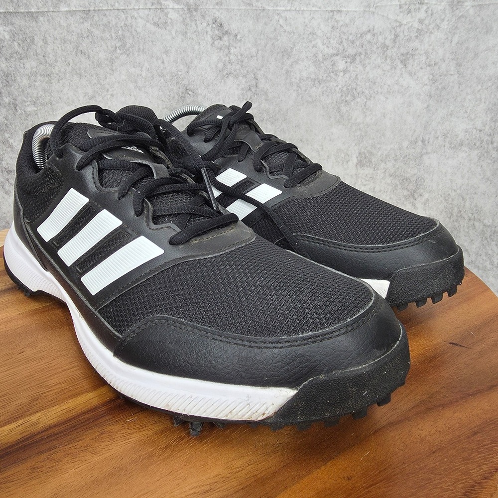 Adidas Tech Response 2.0 Golf Shoes Mens Sz 9.5 Black White Stripes EE9122 - Picture 2 of 12